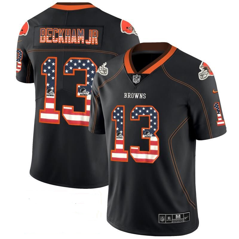 Men's Cleveland Browns #13 Odell Beckham Jr. Black USA Flag Fashion NFL Limited Stitched Jersey